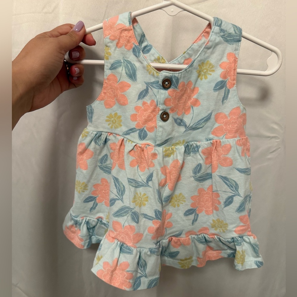 Carter's Floral Sleeveless Top - Light Blue and Peach